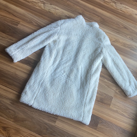 Gap Faux Sherpa Long White Jacket Small - Picture 7 of 7